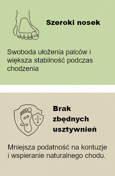 Szeroki nosek / Brak zbędnych usztywnień