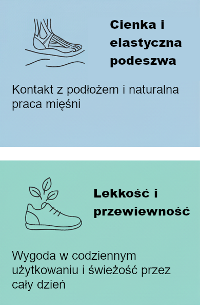 Cienka i elastyczna podeszwa / Lekkość i przewiewność