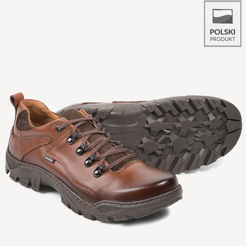 Trekkingowe buty skórzane Emmet jasny brąz