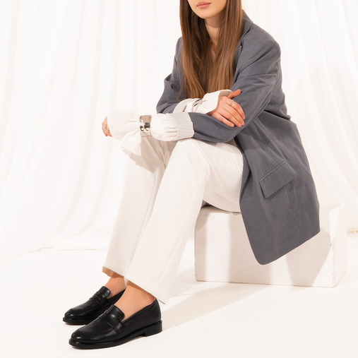 Skórzane wsuwane półbuty damskie Melanie czarne