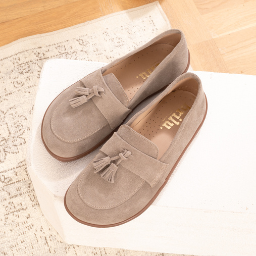 Zamszowe mokasyny damskie barefoot Maraya beżowe