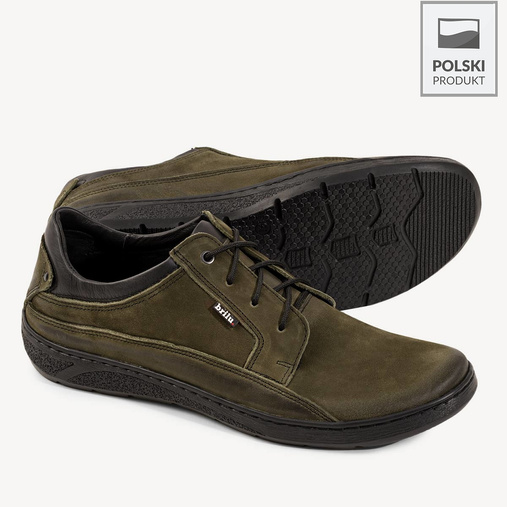 Półbuty męskie ze skóry naturalnej Finley khaki