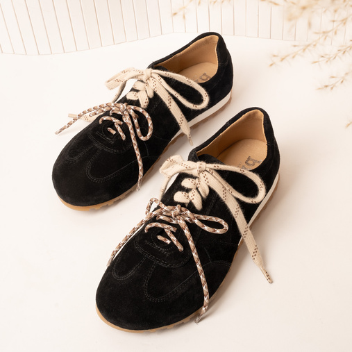 Skórzane sneakersy barefoot damskie z szerokim noskiem Aspen czarne