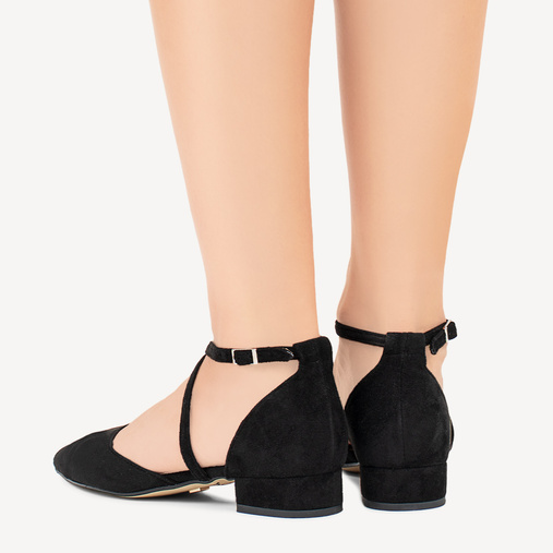 Zamszowe balerinki z paskami Cristina czarne