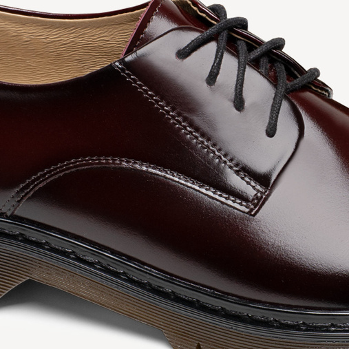 Skórzane glany półbuty damskie Silessia bordowe