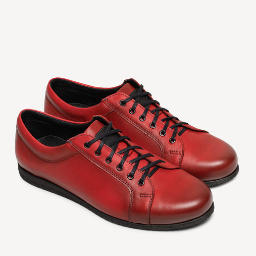 Męskie skórzane półbuty casualowe Parker czerwone
