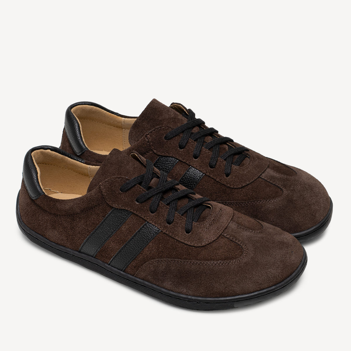 Zamszowe damskie sneakersy barefoot Mocca brązowe