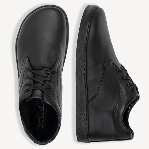 Skórzane zimowe trzewiki barefoot Harley czarne