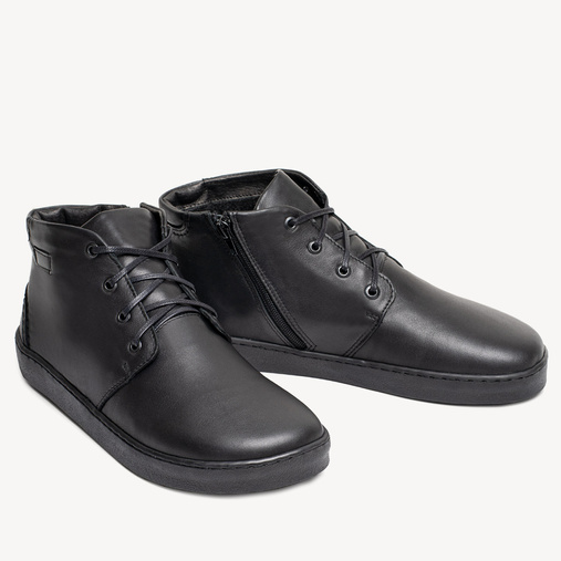 Skórzane trzewiki męskie barefoot Tyrrel czarne