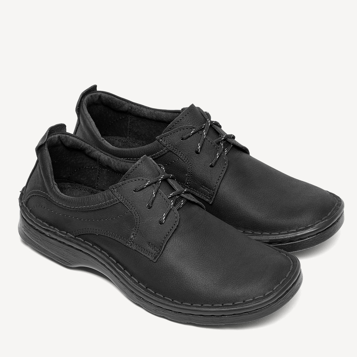 Wytrzymałe skórzane półbuty Herman czarne