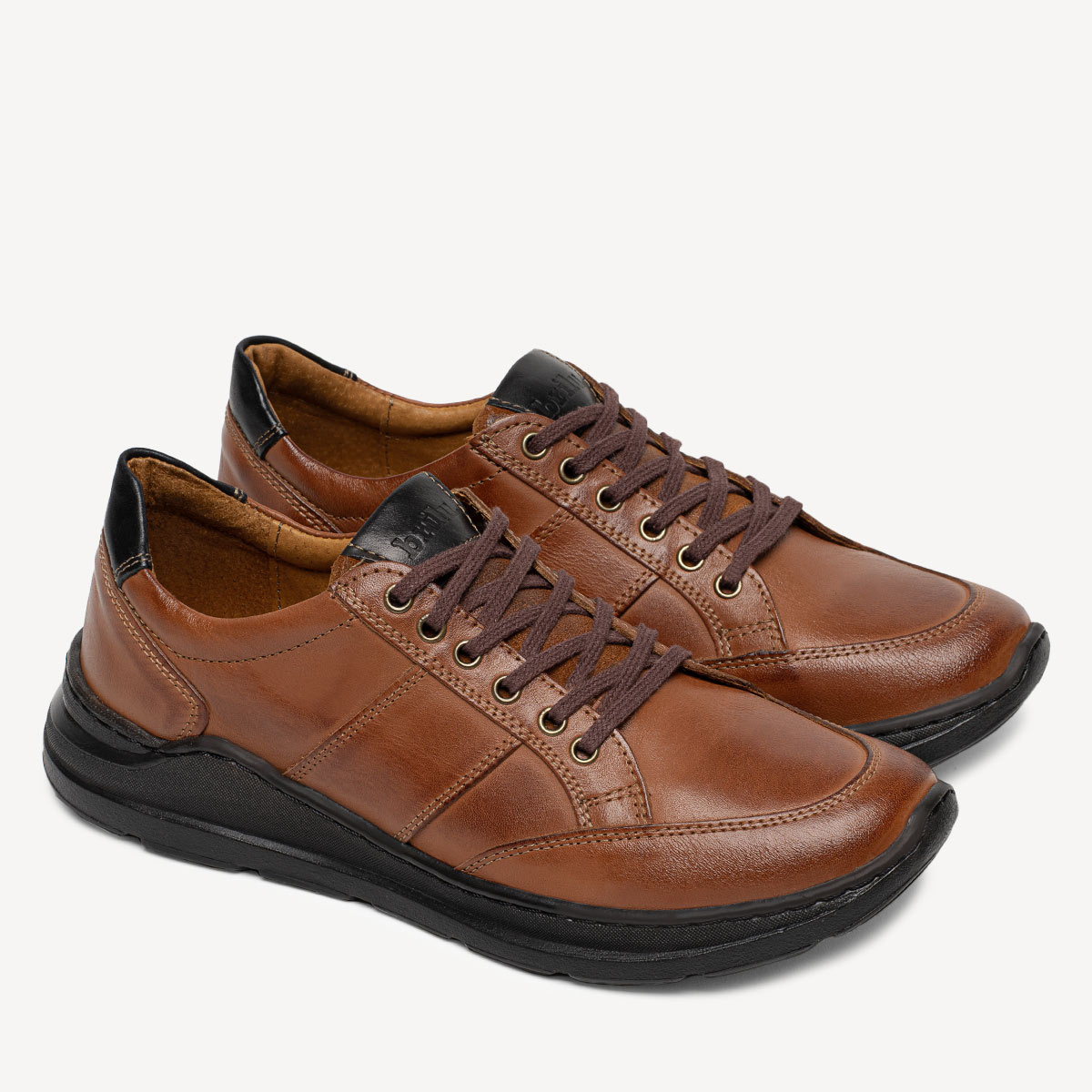 Skórzane męskie półbuty sneakersy Brayden brązowe