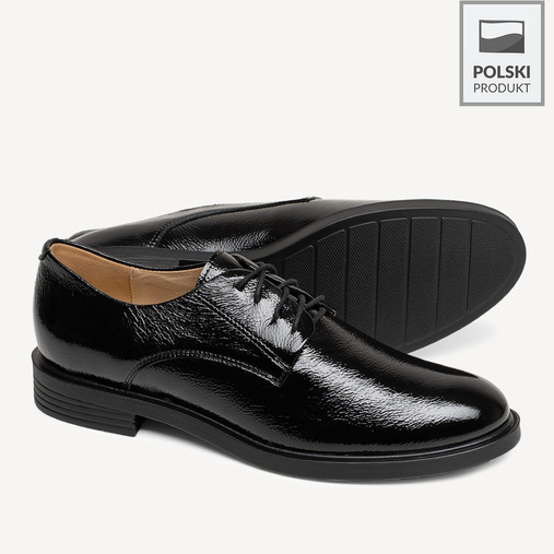 Skórzane lakierowane półbuty damskie Jennesy czarne