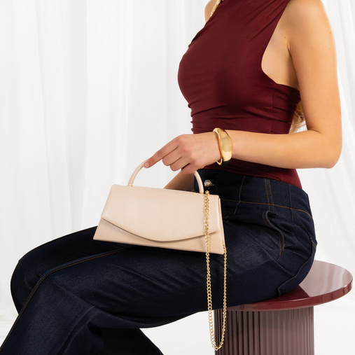 Elegancka mini kopertówka z rączką Hazel beżowa