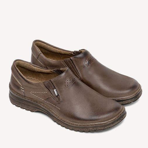 Skórzane wsuwane casualowe półbuty Roy brązowe