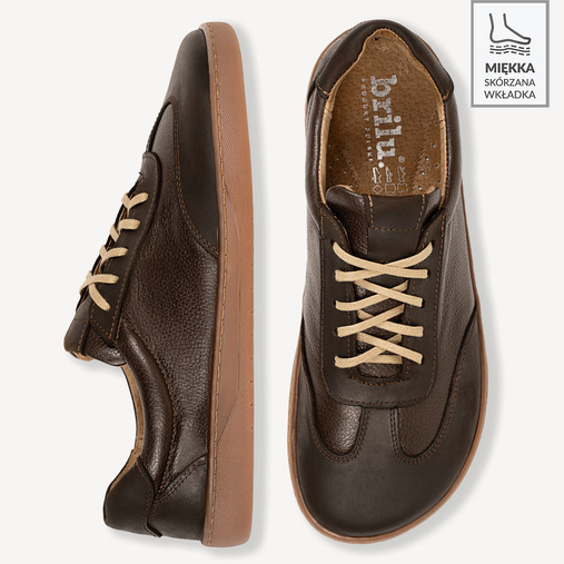 Skórzane minimalistyczne sneakersy barefoot Skyler brązowe