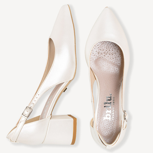 Ślubne perłowe czółenka z wycięciami Noemie ivory