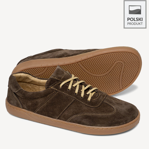 Skórzane minimalistyczne sneakersy barefoot Davos brązowe