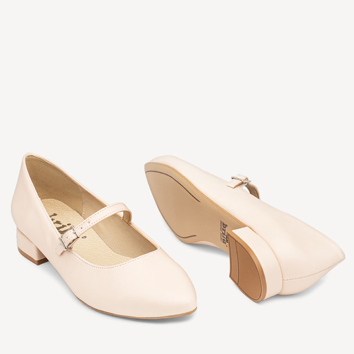 Ślubne balerinki na płaskim obcasie z paskiem Willow cieliste ecru