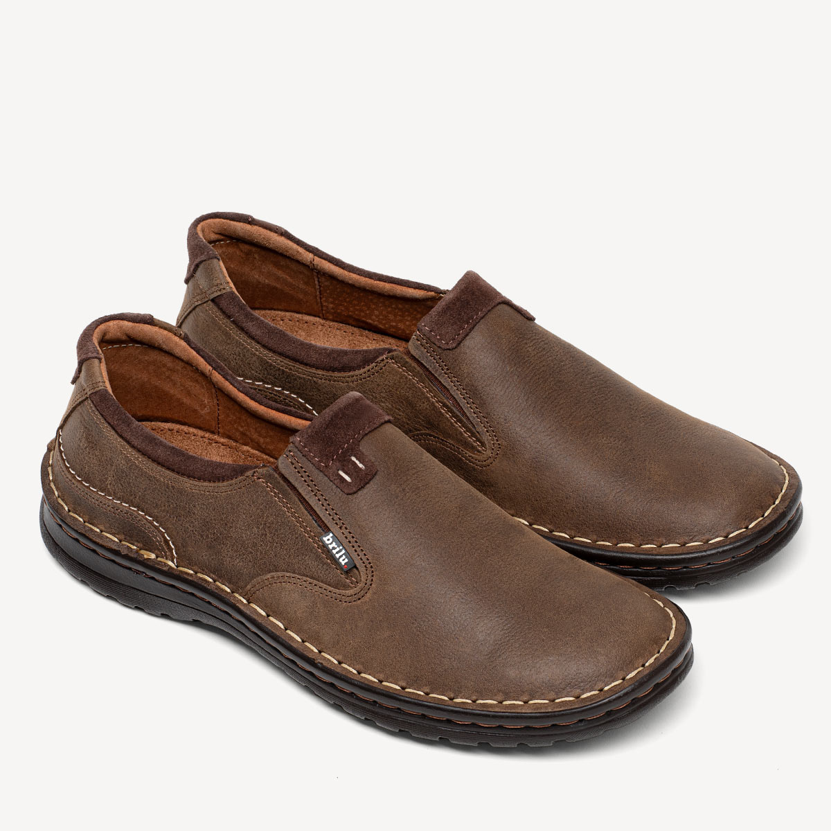 Męskie skórzane wsuwane półbuty Fabian brązowe