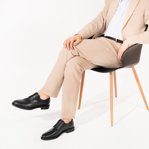 Skórzane wizytowe półbuty męskie derby Clarence czarne