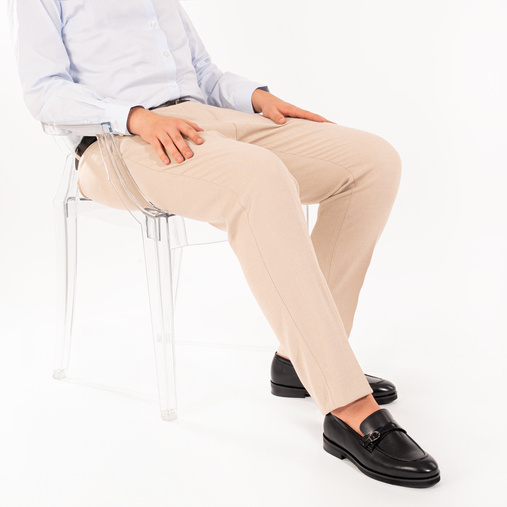 Skórzane loafersy męskie z klamrą Jared czarne