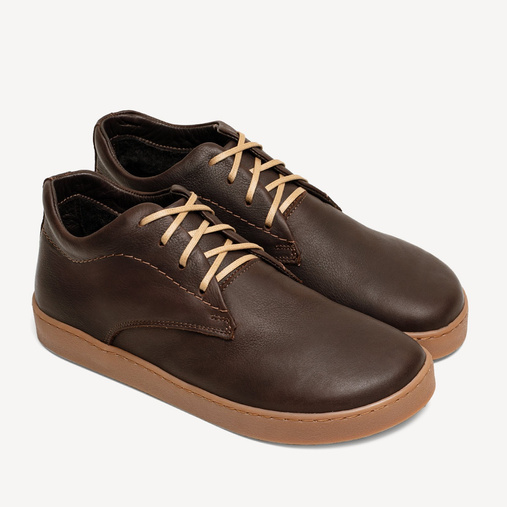 Skórzane zimowe trzewiki barefoot Harley ciemny brąz