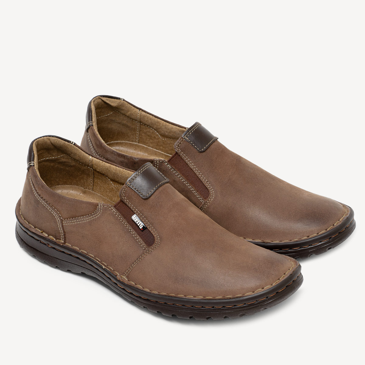 Męskie skórzane wsuwane półbuty Derryl brązowe