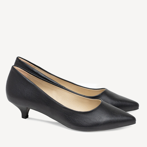 Klasyczne licowe szpilki na niskim obcasie Nelda czarne