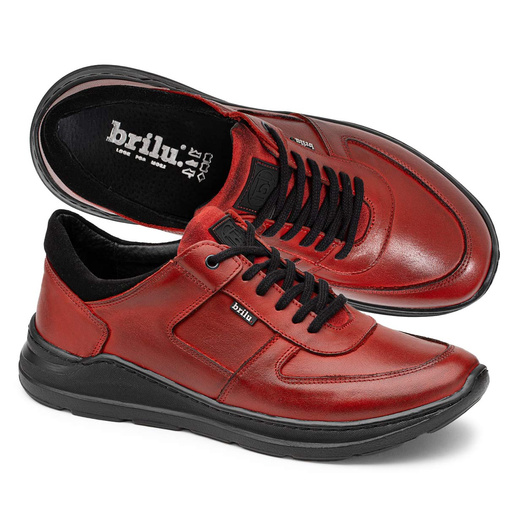 Sneakersy męskie ze skóry naturalnej Elvis czerwone