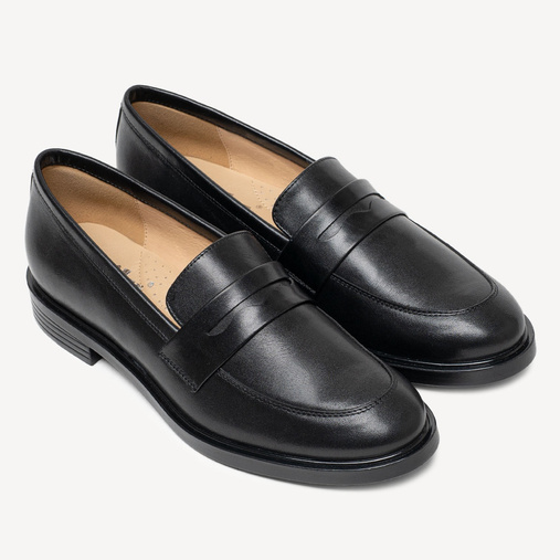 Skórzane wsuwane półbuty damskie Melanie czarne