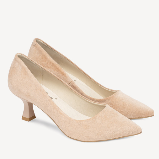 Klasyczne zamszowe szpilki Mathilde beżowe