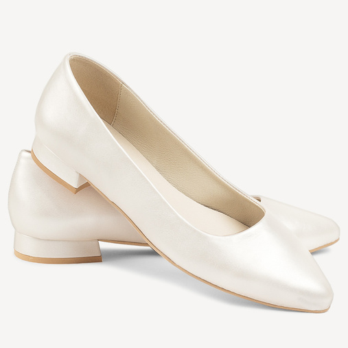 Perłowe balerinki ślubne Elmira ivory