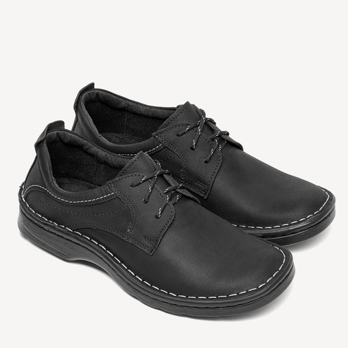 Wytrzymałe skórzane półbuty Herman czarne