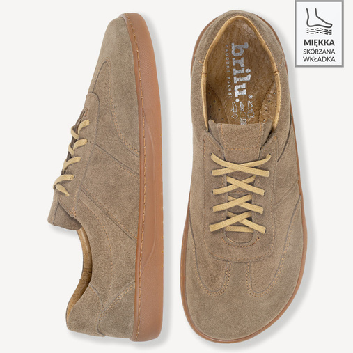 Skórzane minimalistyczne sneakersy barefoot Davos beżowe