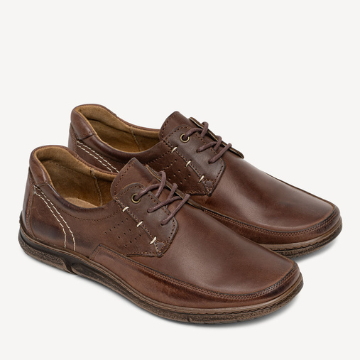 Męskie wiązane półbuty ze skóry naturalnej Hugo brązowe