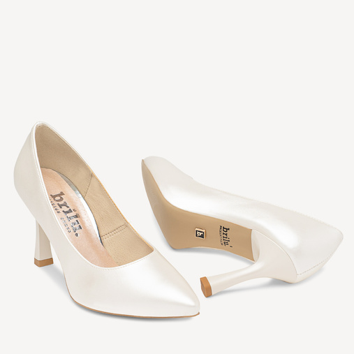 Ślubne perłowe klasyczne wysokie szpilki Goldie ivory