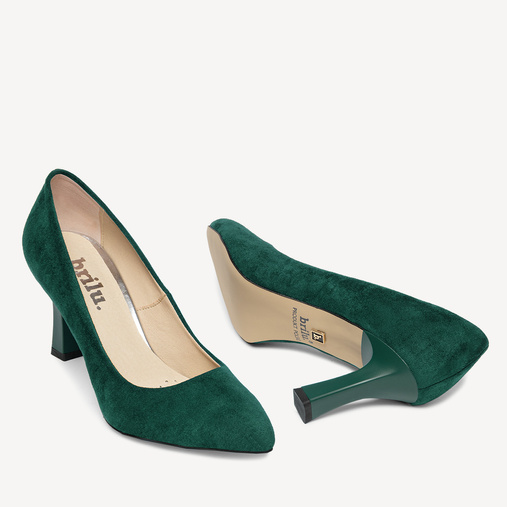 Klasyczne zamszowe szpilki Damaris zielone