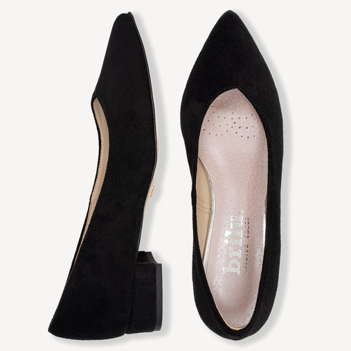 Zamszowe balerinki z wyciętą w szpic cholewką Emery czarne