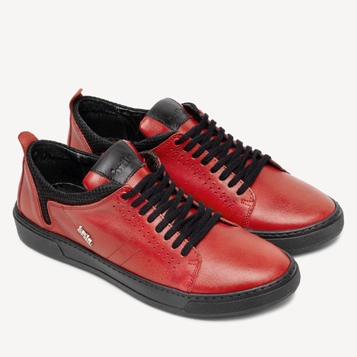 Skórzane casualowe sneakersy Christian czerwone