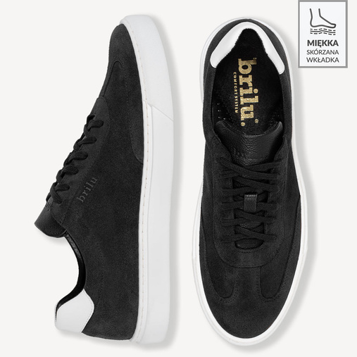 Męskie skórzane zamszowe sneakersy Maxwell czarne