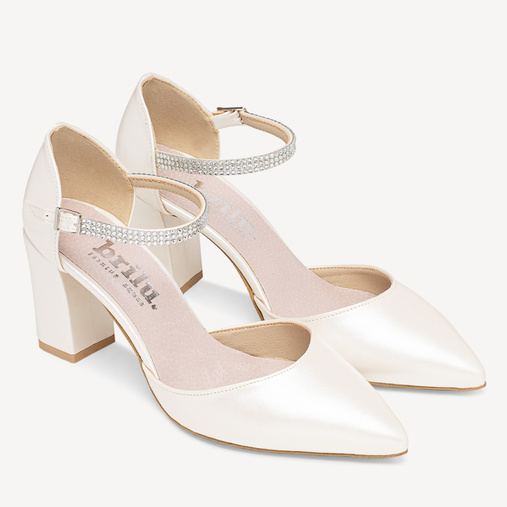 Ślubne czółenka z cyrkoniowym paskiem Lavonia ivory 