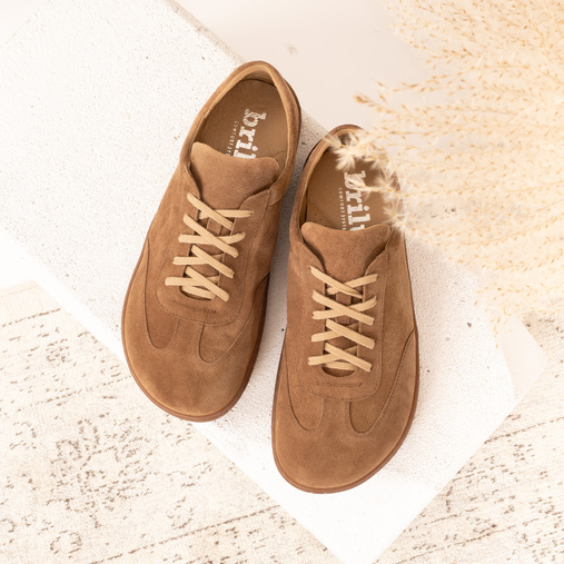 Zamszowe damskie sneakersy barefoot Everest brązowe