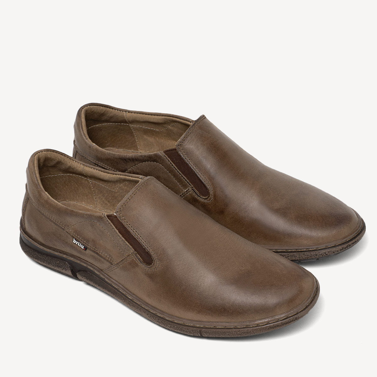 Półbuty wkładane ze skóry naturalnej Mario brązowe