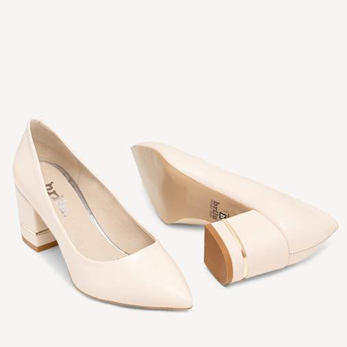 Ślubne czółenka z ozdobnym obcasem Felicia ecru