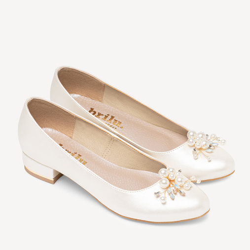 Ślubne perłowe balerinki z ozdobą z perełek Harlow ivory