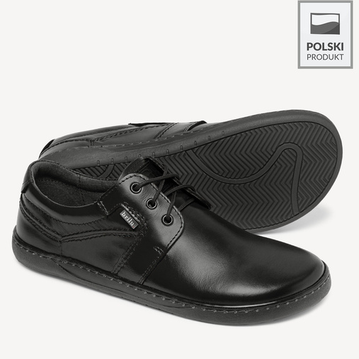 Skórzane licowe buty męskie barefoot Marvin czarne