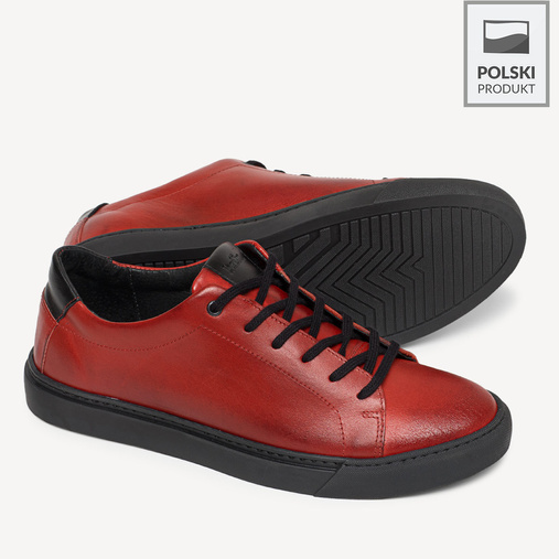 Skórzane sneakersy męskie Dean czerwone
