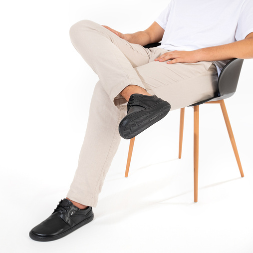 Skórzane licowe buty męskie barefoot Marvin czarne