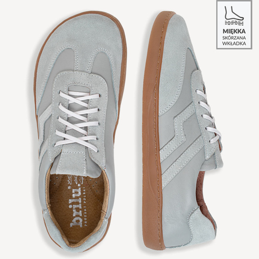 Skórzane minimalistyczne sneakersy barefoot River niebieskie