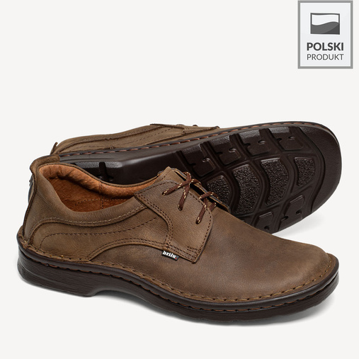 Wytrzymałe skórzane półbuty Herman brązowe